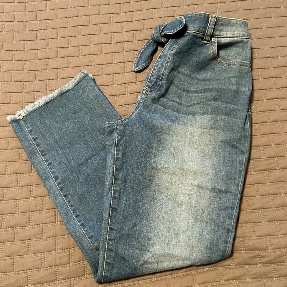 INC Denim | Front-Tie Raw Hem Straight Leg Jeans-Size 6 - Picture 9 of 9